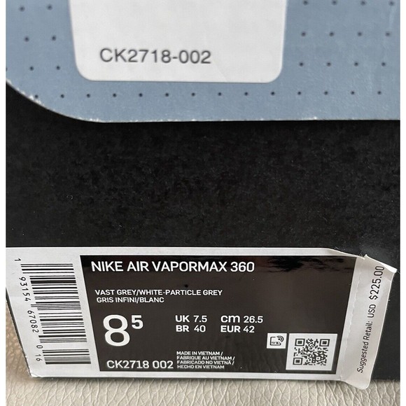 Nike Air Vapormax 360 Grey Red CK2718-002 Mens Size 8.5 New In Box main image 4